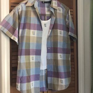 Checkered shirt with built in tank